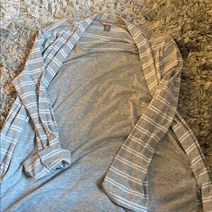 White Stag Gray and Cream Striped Top